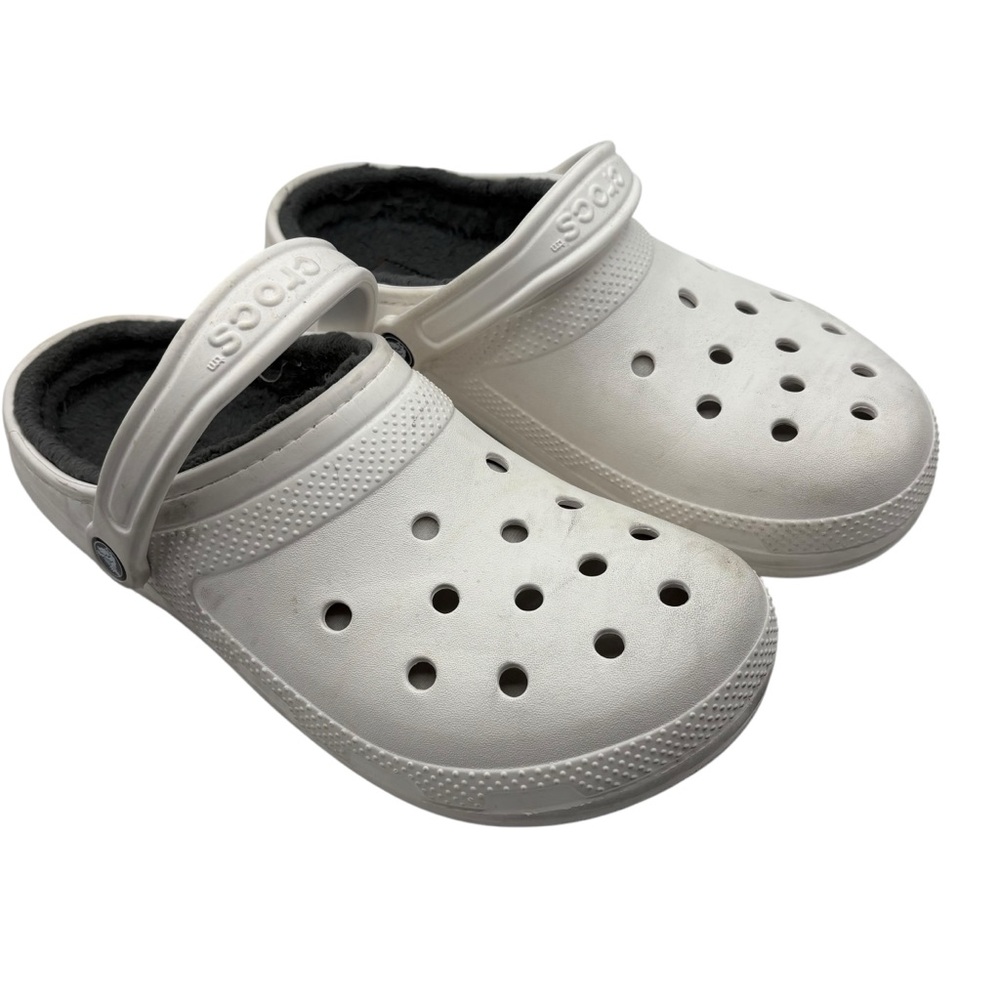 Crocs Classic Lined Clogs White Size M9 W11 Fuzzy Fleece Lined Slip On Shoes - Picture 1 of 11